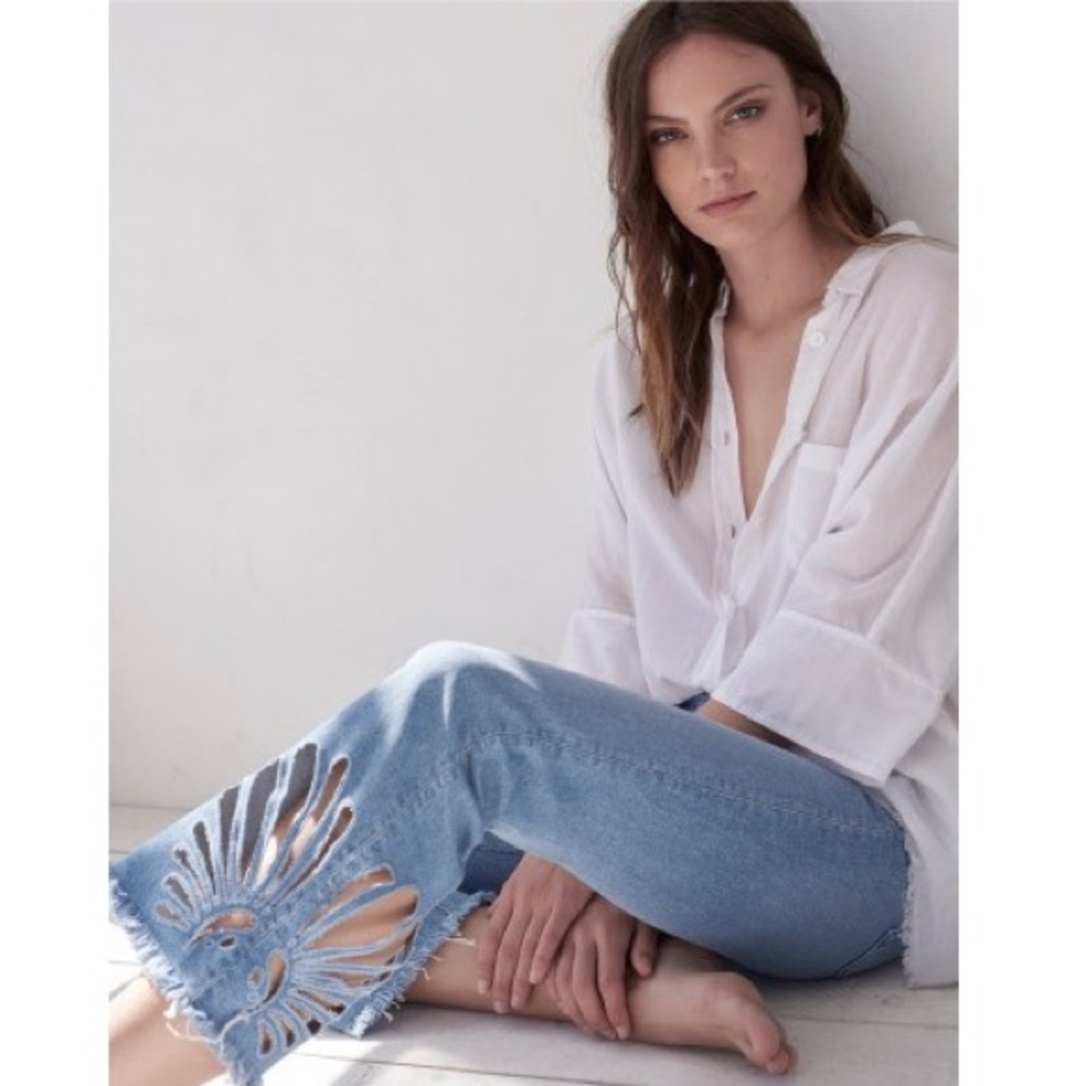 BNWT Designer 3x1 Freja Crop Bell Flare Jeans Sz24